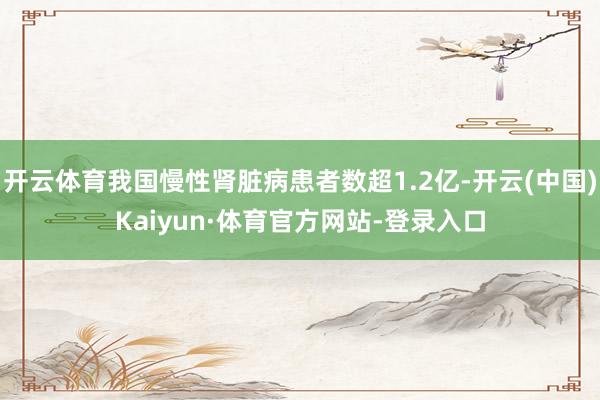 开云体育我国慢性肾脏病患者数超1.2亿-开云(中国)Kaiyun·体育官方网站-登录入口